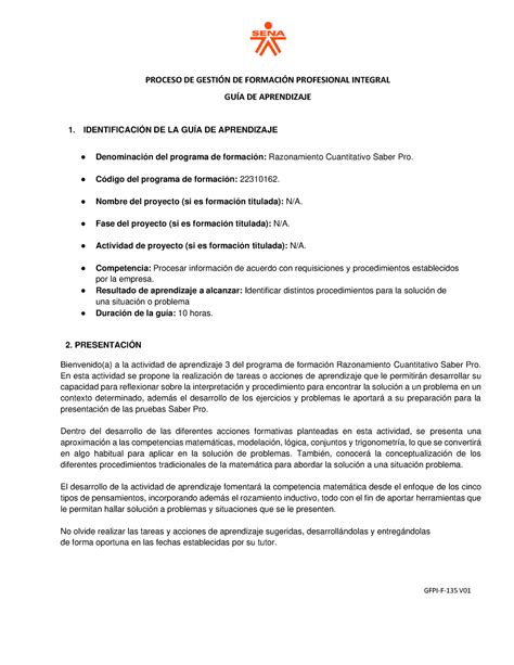 Guia Aprendizaje 3 Razonamiento PROCESO DE GESTIN DE FORMACIN