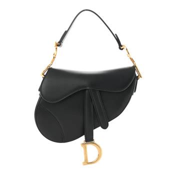 CHRISTIAN DIOR Calfskin Mini Saddle Bag Black 1425178 FASHIONPHILE