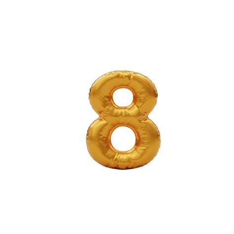 Metallic Golden Numeral Balloon 8 18752905 PNG