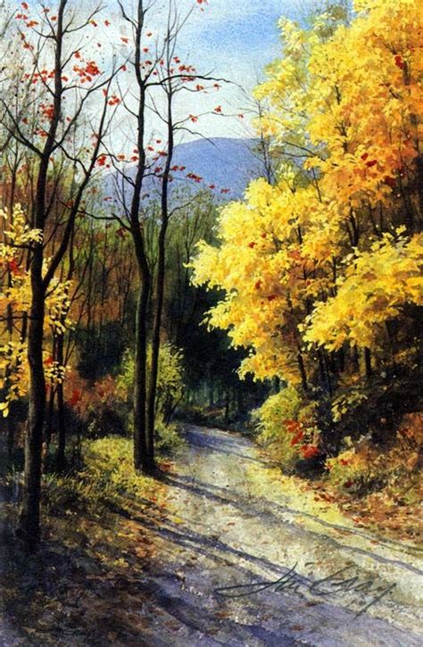 Autumn Path Watercolor Jim Gray Gallery Landscape Paintings