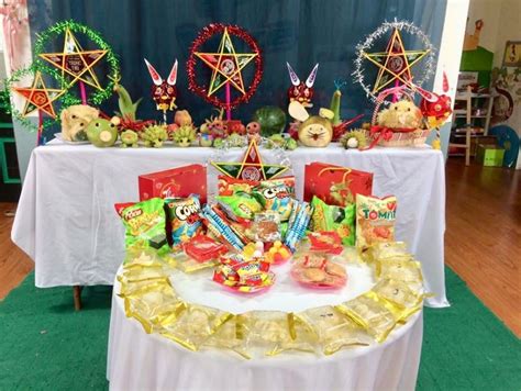 cach bay tri mam  trung thu bang banh keo don gian ma dep