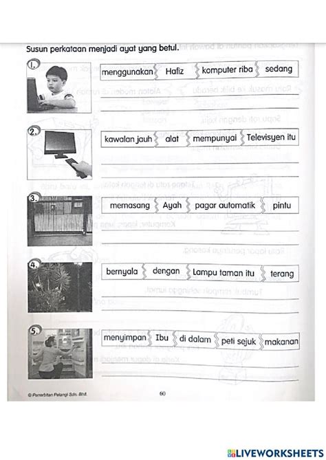 Ayat Tunggal Activity For Tahun 1 Live Worksheets