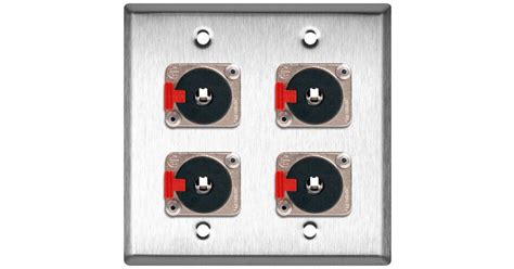 TecNec 2 Gang Stainless Steel Wall Plate With 4 Neutrik WPL 2106