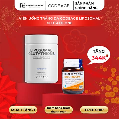 Codeage Liposomal Glutathione 1000mg ViÊn UỐng TrẮng Da Pharma