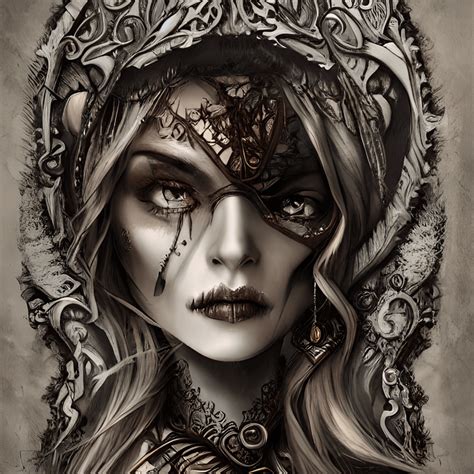 Romantic Gothic Skull Portrait · Creative Fabrica