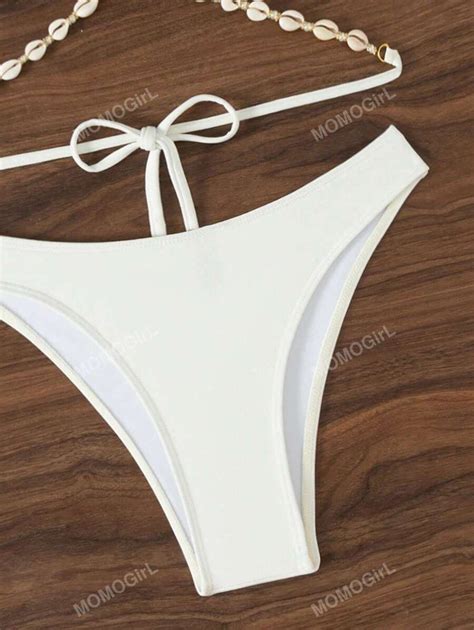 Conjunto De Mai Bikini Decorado Conchas Feminino De Ver O Shein Brasil
