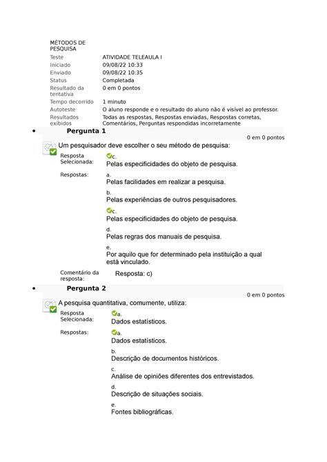 M Todos De Pesquisa Teleaula M Todos De Pesquisa Teste Atividade