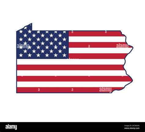 Pennsylvania PA state shape map with USA america flag border simplified ...