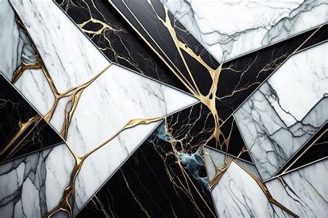 Premium AI Image | A marble floor with gold and black marbles.