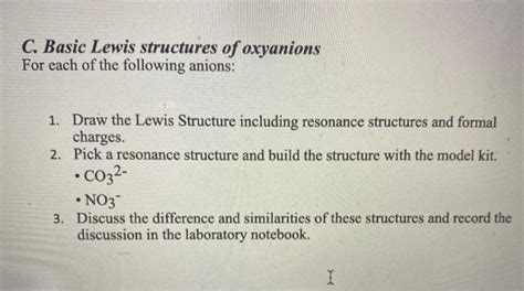 Solved C. Basic Lewis structures of oxyanions For each of | Chegg.com