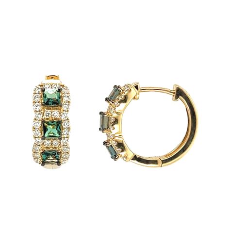 YELLOW GOLD ALEXANDRITE DIAMOND HUGGIE EARRINGS - Argo & Lehne Jewelers
