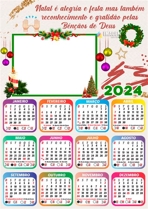 Moldura Calendário 2024 Feliz Natal Benções De Deus Png Imagem Legal