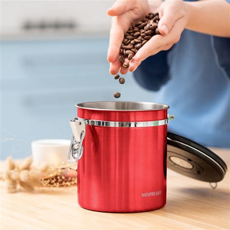 Snapklik Mixpresso Oz Coffee Canister Red Stainless Steel