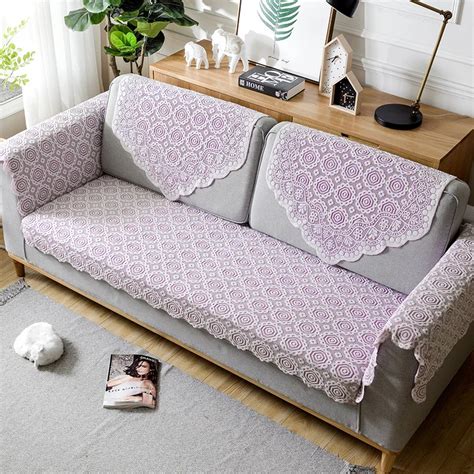 Europe Lace Sofa Cover Purple Sofa Cushion Thickening Four Sasons Sofa