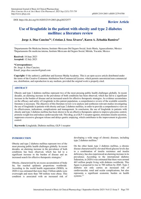 Pdf Use Of Liraglutide In The Patient With Obesity And Type 2 Diabetes Mellitus A Literature