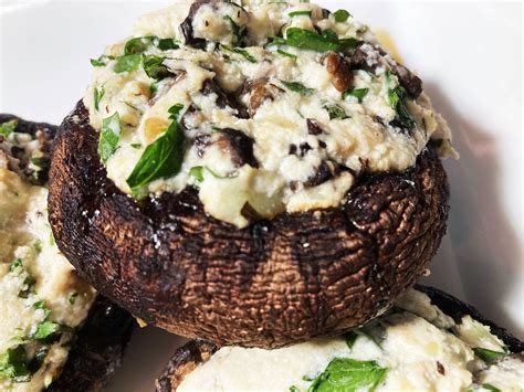 Roasted Portobello Mushroom Recipe Stuffed With Fresh Herbs And Cheeses