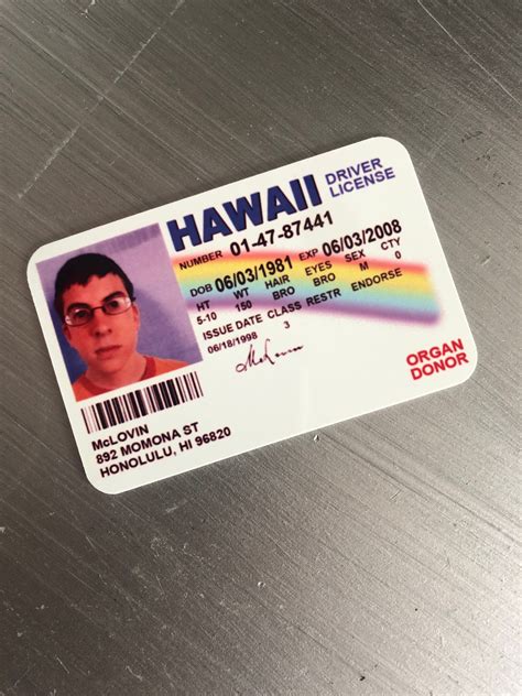 Mclovin Driving License Movie Prop SUPERBAD Metal ID Card Custom Photo ...