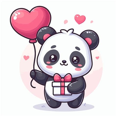 Premium Vector Cute Panda With Balloon Cartoon Vector On White Background