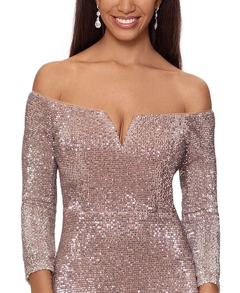 Xscape Sequin Off The Shoulder Gown Macys