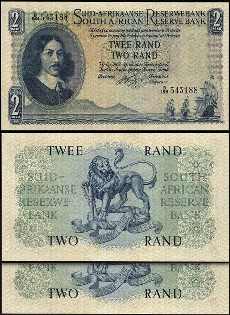 South Africa 2 Rand 1962 1965 UNC 2 Pcs PAIR Consecutive P 105b