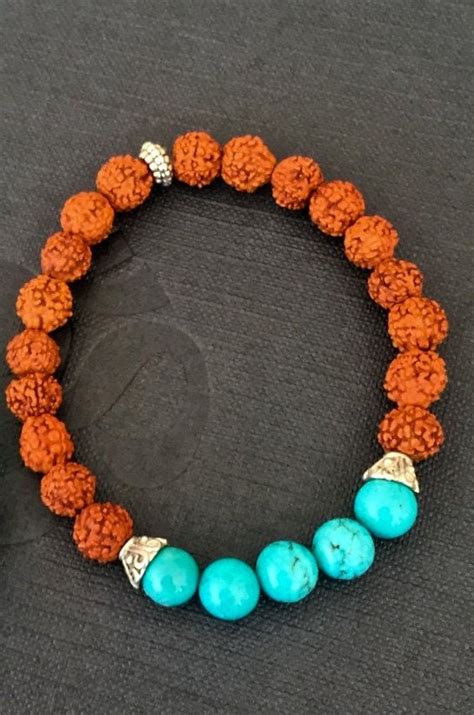 Meditation Wrist Mala Beads Rudraksha Turquoise Mala Bracelet Stacking