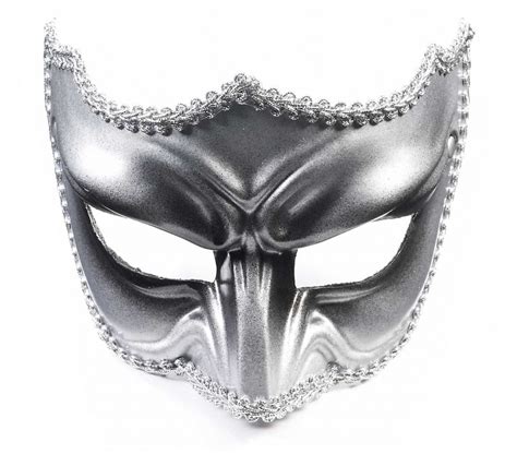 Silver and Black Men's Masquerade Mask - Screamers Costumes