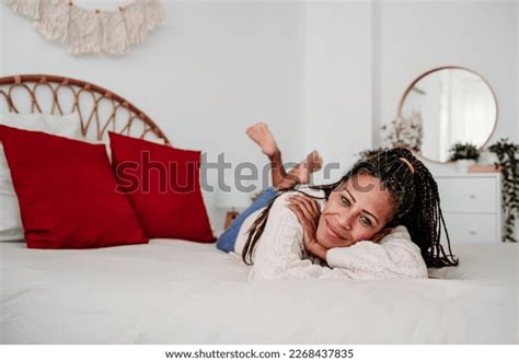 Smiling Mature Woman Lying On Bed Stock Photo 2268437835 Shutterstock