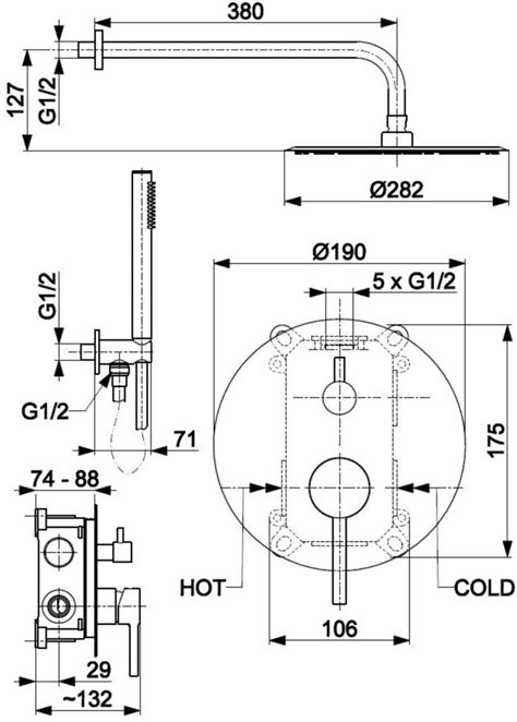 KFA MOZA BRUSHED GOLD CONCEALED SHOWER SET Builders Fort