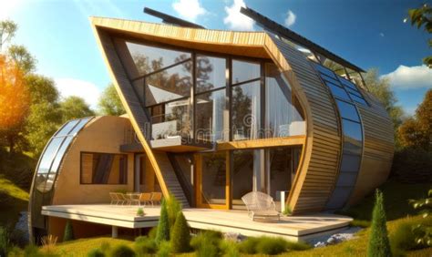 Modern House with Curved Roof Stock Image - Image of tree, beautiful ...