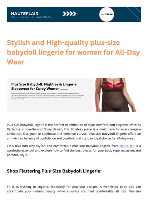 Ppt Stylish And High Quality Plus Size Babydoll Lingerie For Women For All Day Wear Powerpoint