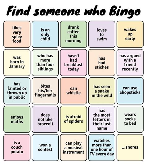 Printable Find Someone Who Bingo Templates Bingo Template Human