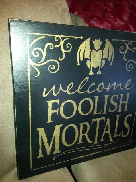 Welcome Foolish Mortals Distressed Wood Halloween Sign Rustic - Etsy