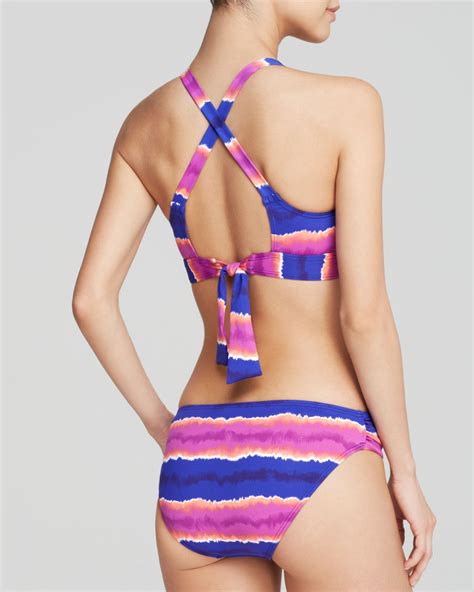 Tommy Bahama Paint Stripe Side Shirred Hipster Bikini Bottom In