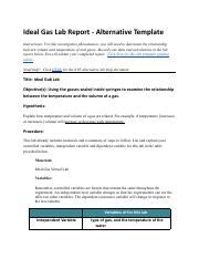 Investigating Gas Volume And Temperature Relationship Course Hero