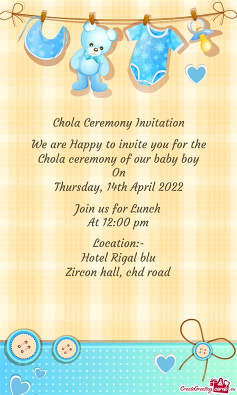 Chola Ceremony Invitation We Are Happy To Invite You For The Chola