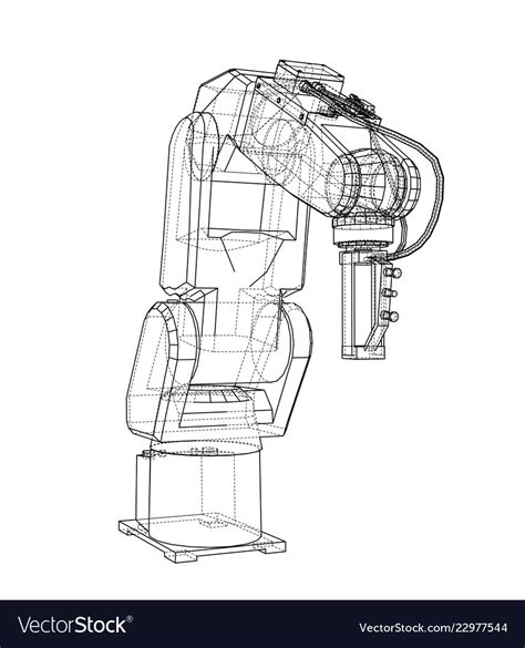 3d Outline Robotic Arm Rendering Of 3d Royalty Free Vector