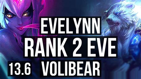 EVELYNN Vs VOLIBEAR JNG Rank 2 Eve 5 1 7 KR Challenger 13 6