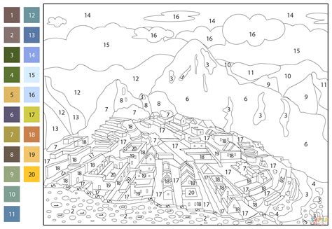 Machu Picchu Color By Number Free Printable Coloring Pages