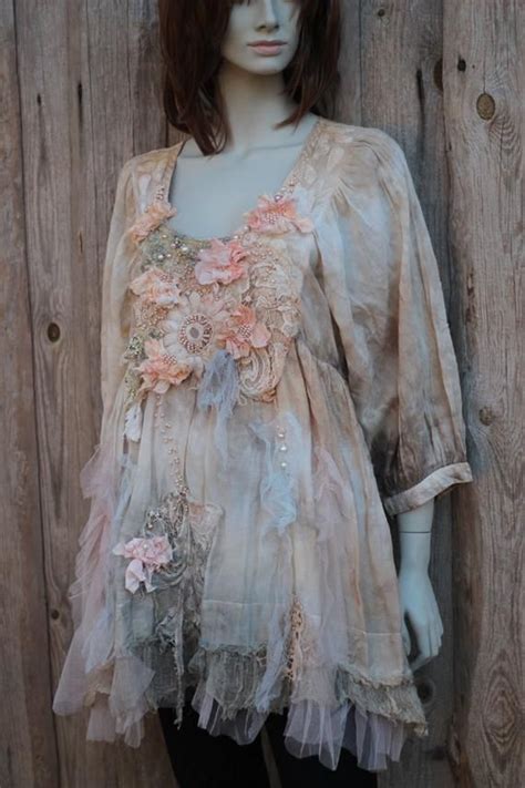 Dreamy Top Tunic With Old Lace Details Boho Romantic Tunic Wearable