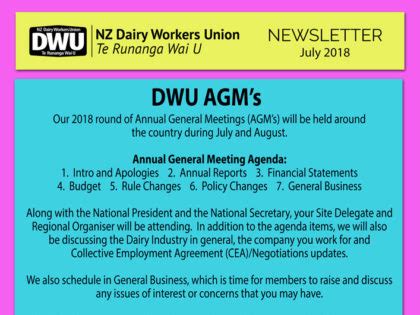 New Zealand Dairy Workers Union The Official Site Of The DWU