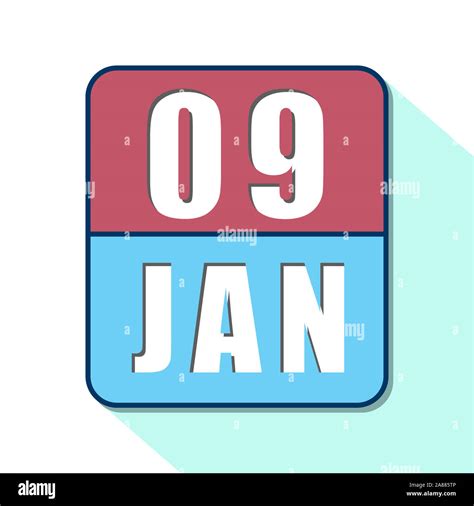 January 9th Day 9 Of Month Simple Calendar Icon On White Background