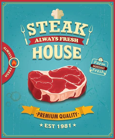 Premium Vector Vintage Steak House Poster Design