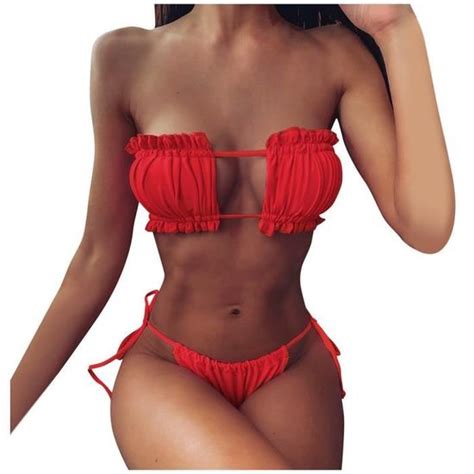 Maillot De Bain Bikini Femmes Ruch Creux Sexy Bikini Push Up