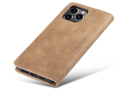 CaseMe Vintage BookCase Tan IPhone 14 Pro Max Hoesje