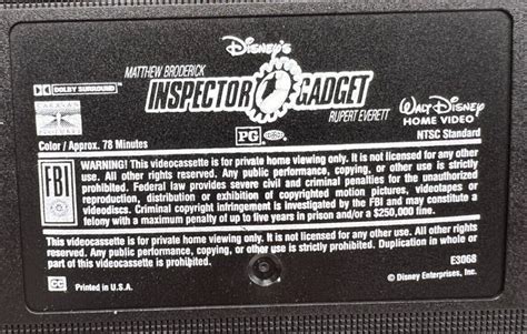 Inspector Gadget Starring Matthew Broderick Rupert Everett VHS 1999