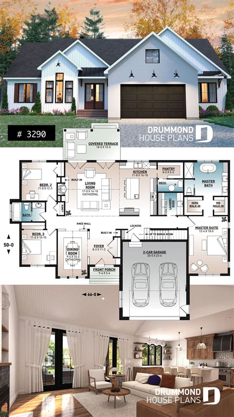 New farmhouse house plan 41402 three bedrooms and great curb appeal ...