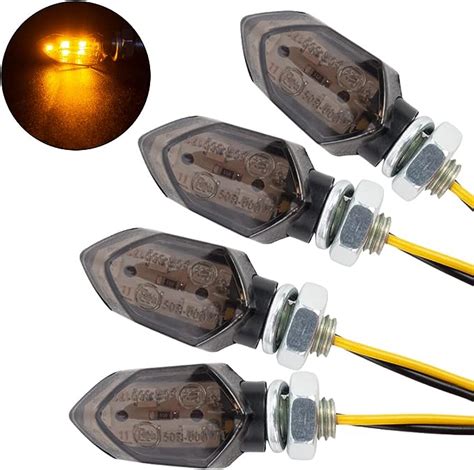 SFONIA 4 Stück Motorrad LED Blinker Mini Licht 12V 5LED M8 E MARK E