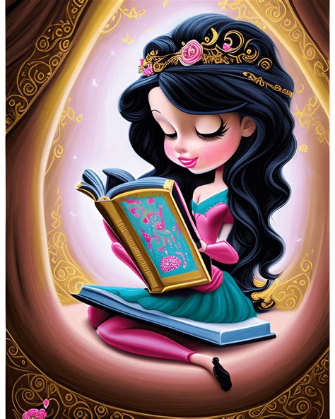 Latina Disney Princess Reading A Book · Creative Fabrica