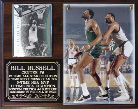 Bill Russell 6 Boston Celtics 11 Time Nba Champion Photo Card Plaque