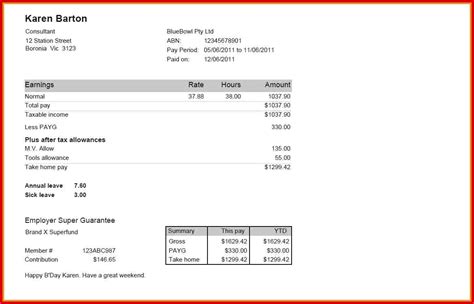 Payslip Excel Template Australia Flag - IMAGESEE